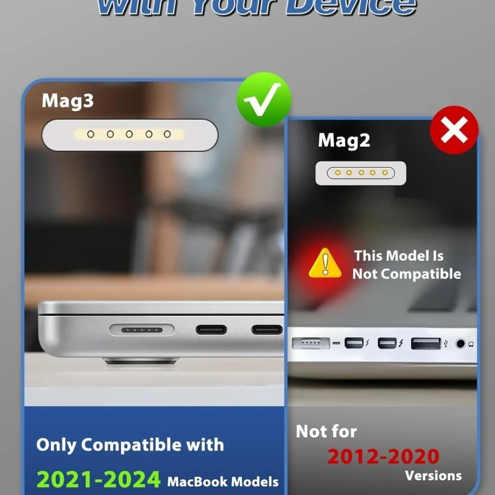 White USB-C Magnetic Charging Cable with Power Adapter